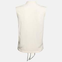 مملوكة مسبقًا Givenchy Cream Silk Logo Scarf Detail Top S