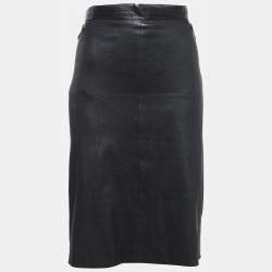 Givenchy Black Leather Zip-Up Skirt L