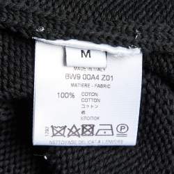 Pre Owned Givenchy Black Logo Print Cotton Knit Crew Neck Sweater M