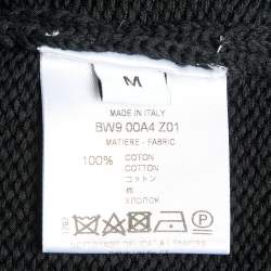 Pre Owned Givenchy Black Logo Print Cotton Knit Crew Neck Sweater M