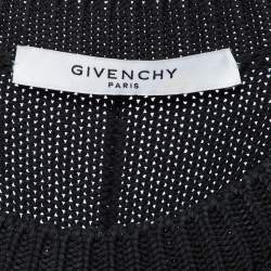 Pre Owned Givenchy Black Logo Print Cotton Knit Crew Neck Sweater M