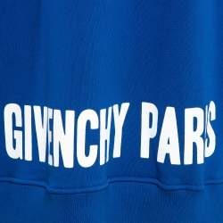 Pre Owned Givenchy Blue Cotton Fleece and Silk Ribbons Hoodie Dress S