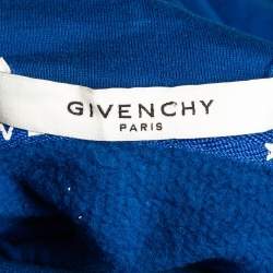 Pre Owned Givenchy Blue Cotton Fleece and Silk Ribbons Hoodie Dress S