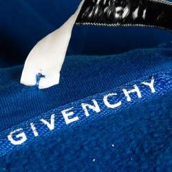 Pre Owned Givenchy Blue Cotton Fleece and Silk Ribbons Hoodie Dress S