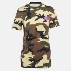 Givenchy Green Camouflage Print Leather Applique Jersey T-Shirt XS