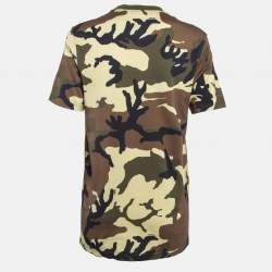 Givenchy Green Camouflage Print Leather Applique Jersey T-Shirt XS