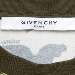 Givenchy Green Camouflage Print Leather Applique Jersey T-Shirt XS