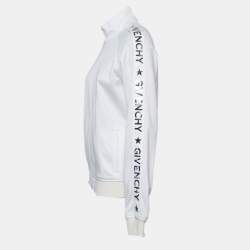Givenchy White Metallic Logo Print Jersey Jacket L