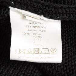 Pre Owned Givenchy Black Logo Intarsia Rib Knit Distressed Sleeve Sweater S