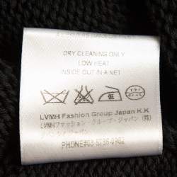 Pre Owned Givenchy Black Logo Intarsia Rib Knit Distressed Sleeve Sweater S