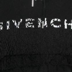 Pre Owned Givenchy Black Logo Embroidered Lace Trim Cotton Crop Hoodie XS