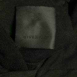 Pre Owned Givenchy Black Logo Embroidered Lace Trim Cotton Crop Hoodie XS