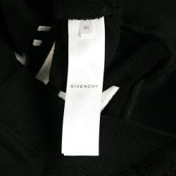Pre Owned Givenchy Black Logo Embroidered Lace Trim Cotton Crop Hoodie XS