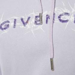 Givenchy Purple Barbed Wire Logo Print Crop Hoodie and Sweatpants Set S