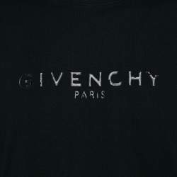 Pre Owned Givenchy Black Logo Print Cotton Crew Neck T-Shirt S