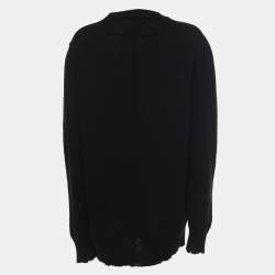 Pre Owned Givenchy Black Cotton Knit I Feel Love Crew Neck Sweater M