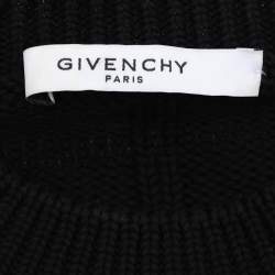 Pre Owned Givenchy Black Cotton Knit I Feel Love Crew Neck Sweater M