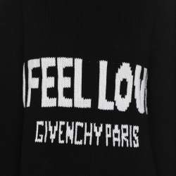 Pre Owned Givenchy Black Cotton Knit I Feel Love Crew Neck Sweater M
