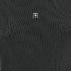 Pre Owned فستان جيفنشي صغير أسود بحبكة مضلعة وتفاصيل شعار معدني مقاس كبير - لارج