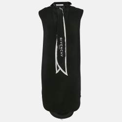Pre Owned Givenchy Black Crepe Logo Scarf Bow Tie Shift Dress S