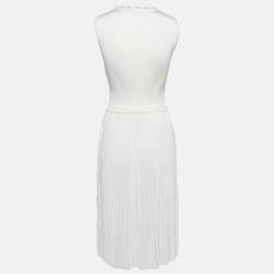 Givenchy Ivory Stretch Knit Pleated Midi Dress XS
