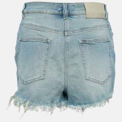 Givenchy Blue Washed Denim Raw Edge Detail Shorts L