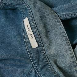 Givenchy Blue Washed Star Print Denim Button Down Shirt S