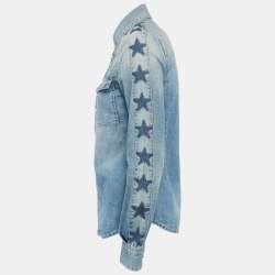 Givenchy Blue Washed Star Print Denim Button Down Shirt S
