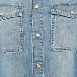 Givenchy Blue Washed Star Print Denim Button Down Shirt S