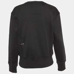 Pre Owned Givenchy Black Cotton Logo Print Ring Embellished Sweatshirt S