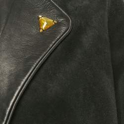 Pre Owned Givenchy Black Studded Suede Open Front Jacket L