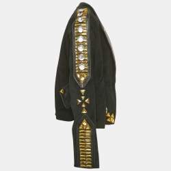 Pre Owned Givenchy Black Studded Suede Open Front Jacket L