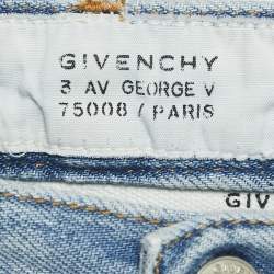 Givenchy Navy Blue Distressed Denim Straight Leg Jeans M Waist 28"