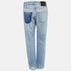Givenchy Navy Blue Distressed Denim Straight Leg Jeans M Waist 28"