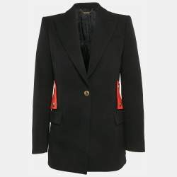 Givenchy Black/Red Wool Gabardine Band Detail Tailored Blazer M
