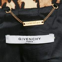 Givenchy Paris Brown Leopard Print Wool and Leather Grain de Poudre Jacket S