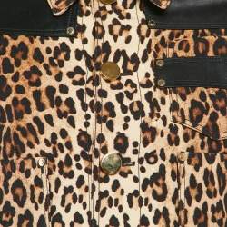 Givenchy Paris Brown Leopard Print Wool and Leather Grain de Poudre Jacket S