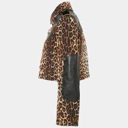 Givenchy Paris Brown Leopard Print Wool and Leather Grain de Poudre Jacket S