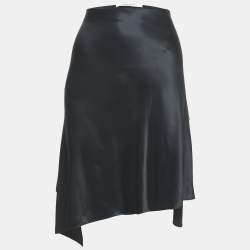 Givenchy Black Satin Silk Ruffle Mini Skirt M