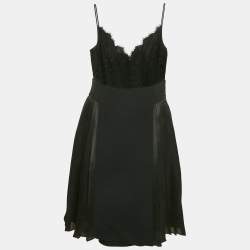 Givenchy Black Lace and Satin Pleated Dress and Sequined Knit Skirt Set S/M
