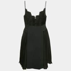 Givenchy Black Lace and Satin Pleated Dress and Sequined Knit Skirt Set S/M