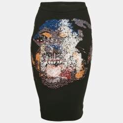 Givenchy Black Lace and Satin Pleated Dress and Sequined Knit Skirt Set S/M
