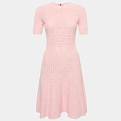 Givenchy Pink Monogram Knit Short Flared Dress XS