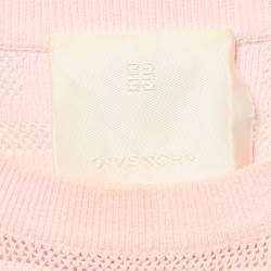 Givenchy Pink Logo Monogram Stretch Knit Crew Neck Top XS