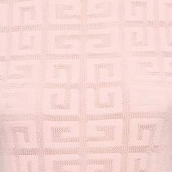 Givenchy Pink Logo Monogram Stretch Knit Crew Neck Top XS