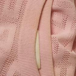Givenchy Pink Logo Monogram Stretch Knit Crew Neck Top XS