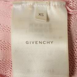 Givenchy Pink Logo Monogram Stretch Knit Crew Neck Top XS