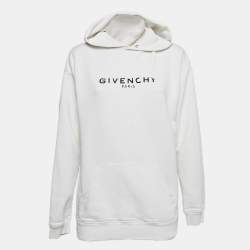 Givenchy White Logo Print Cotton Knit Hoodie XS