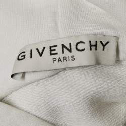 Givenchy White Logo Print Cotton Knit Hoodie XS
