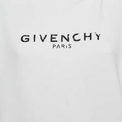 Givenchy White Logo Print Cotton Knit Hoodie XS
